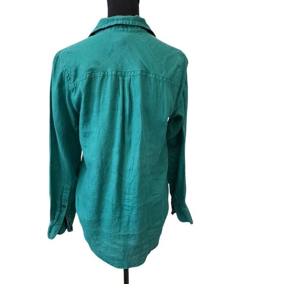 J.Crew Women's Green Linen Everyday Button Down Tunic Shirt Top Size S - Picture 3 of 4